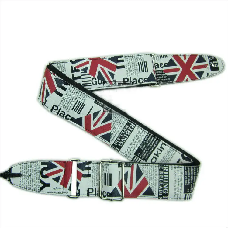 Металлический регулируемый кожаный ремень для гитары в газетном стиле с