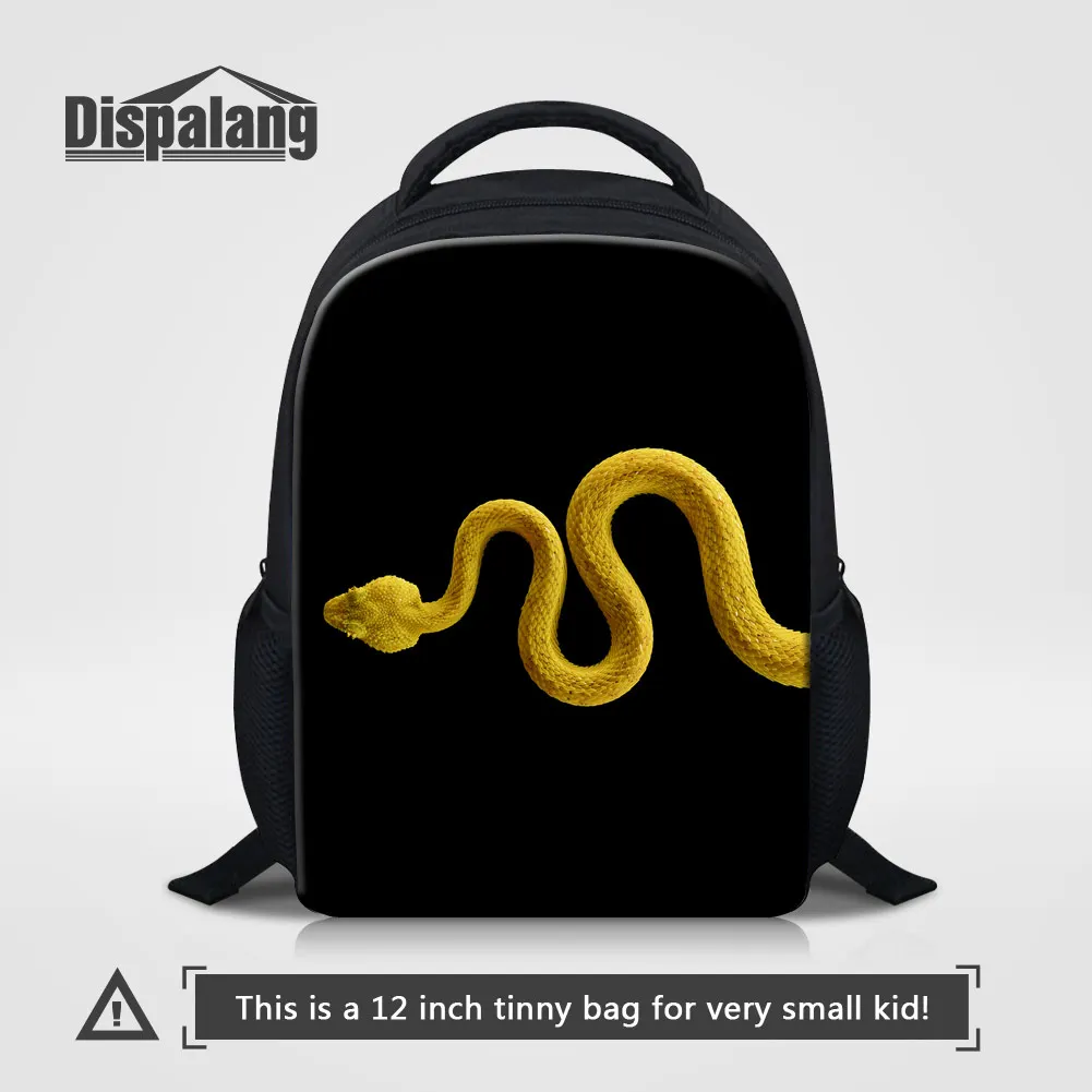 Крутой черный дизайнерский рюкзак Dispalang с рисунком змеи в виде животных для детского сада, маленький детский рюкзак, рюкзак для малышей