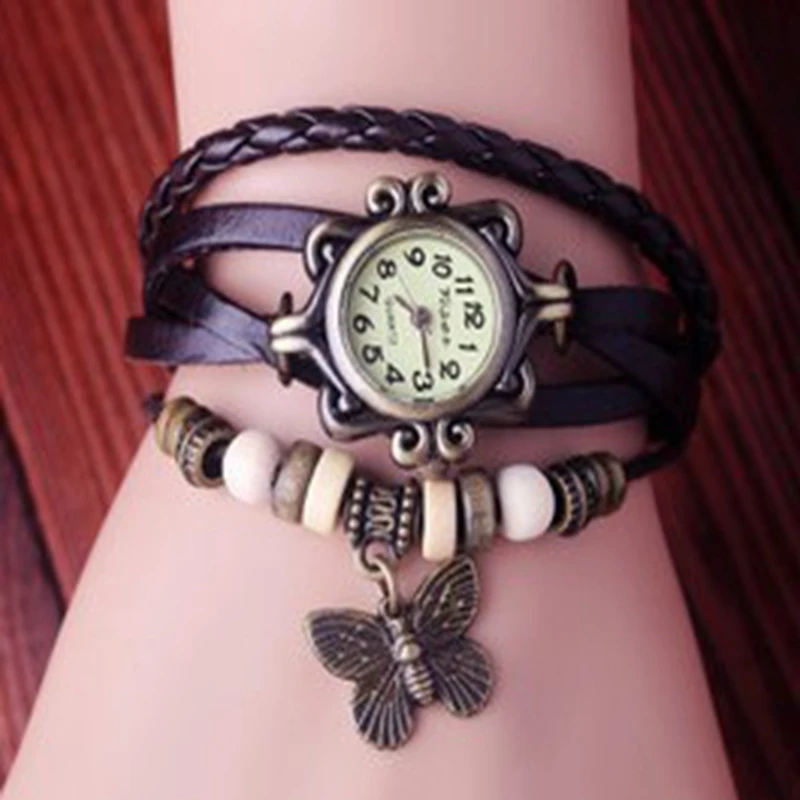 Ретро кожаный кулон &quotпояс&quot женские часы унисекс кварцевые мужские наручные с