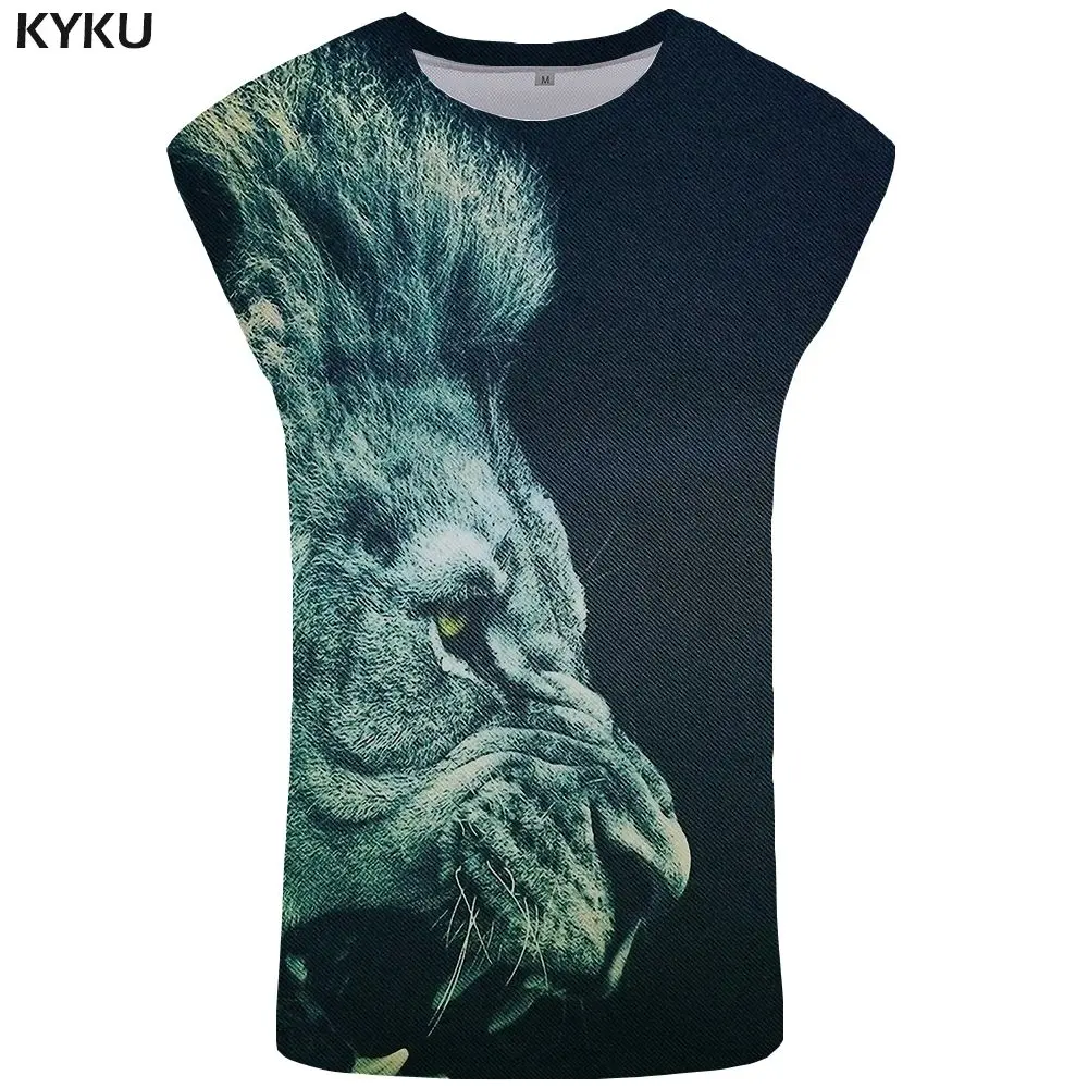Tank Top 12 Бренд KYKU, майка с изображением Льва, мужская майка в стиле панк, мужская майка для бодибилдинга, рок-майка, майка без рукавов, мужская одежда - Цвет: Tank Top 12