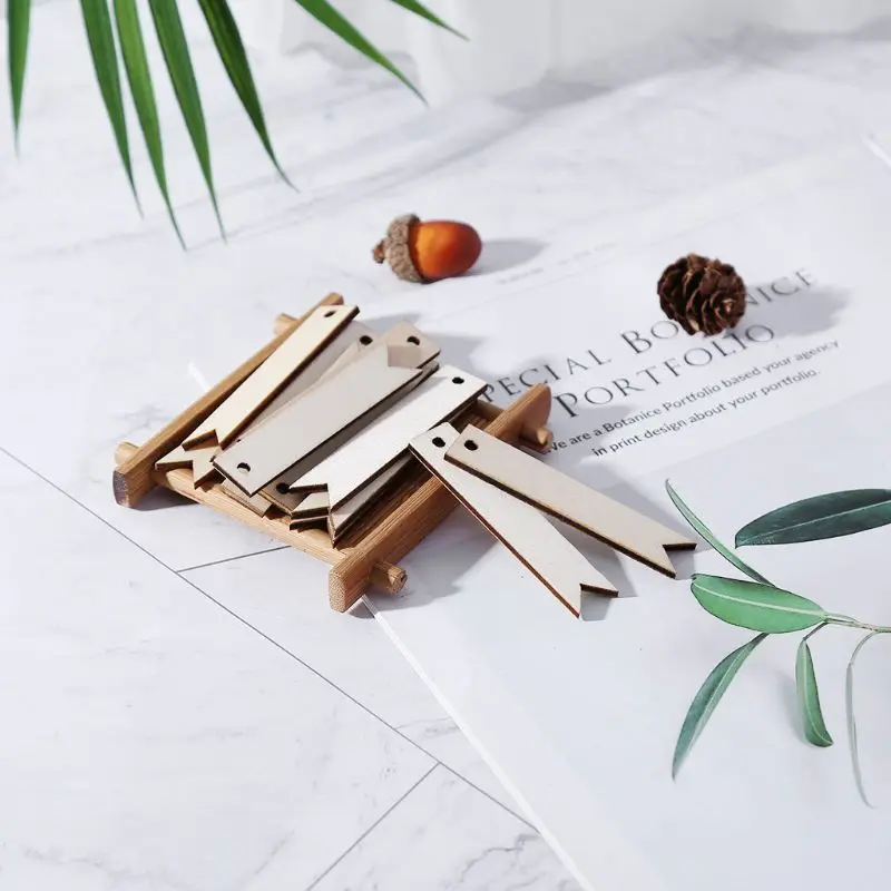 50 шт. лазерная резка дерева перфорированная этикетка украшение деревянной Формы