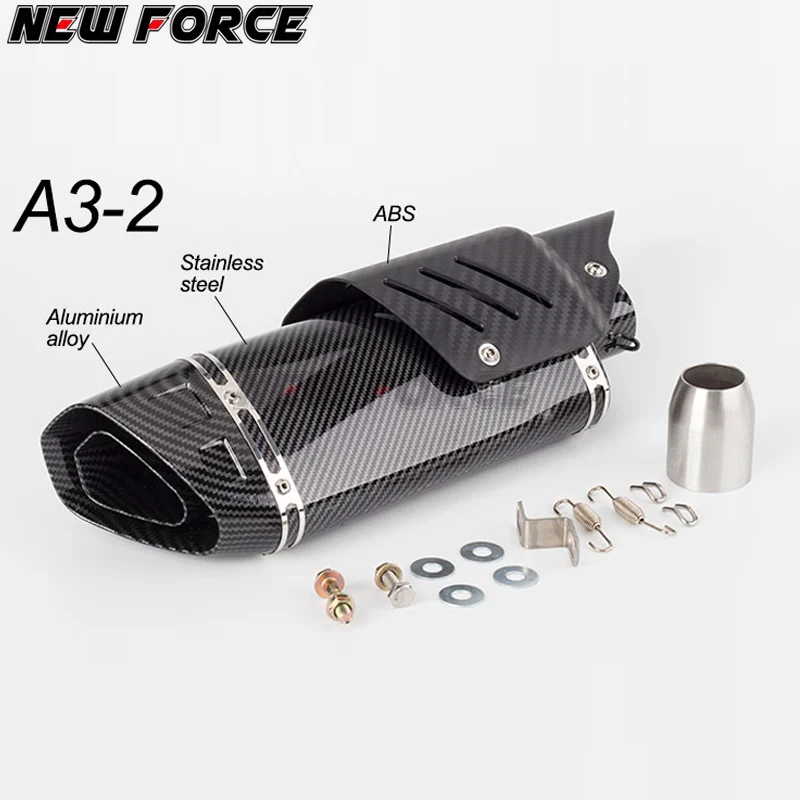 A3-2 Мотоцикл Akrapovic выхлопной модифицированный глушитель труба скутер питбайк грязи Мотокросс Универсальный R6 ZX6R Z900 GSXR750 DUKE690 - Цвет: A3-2