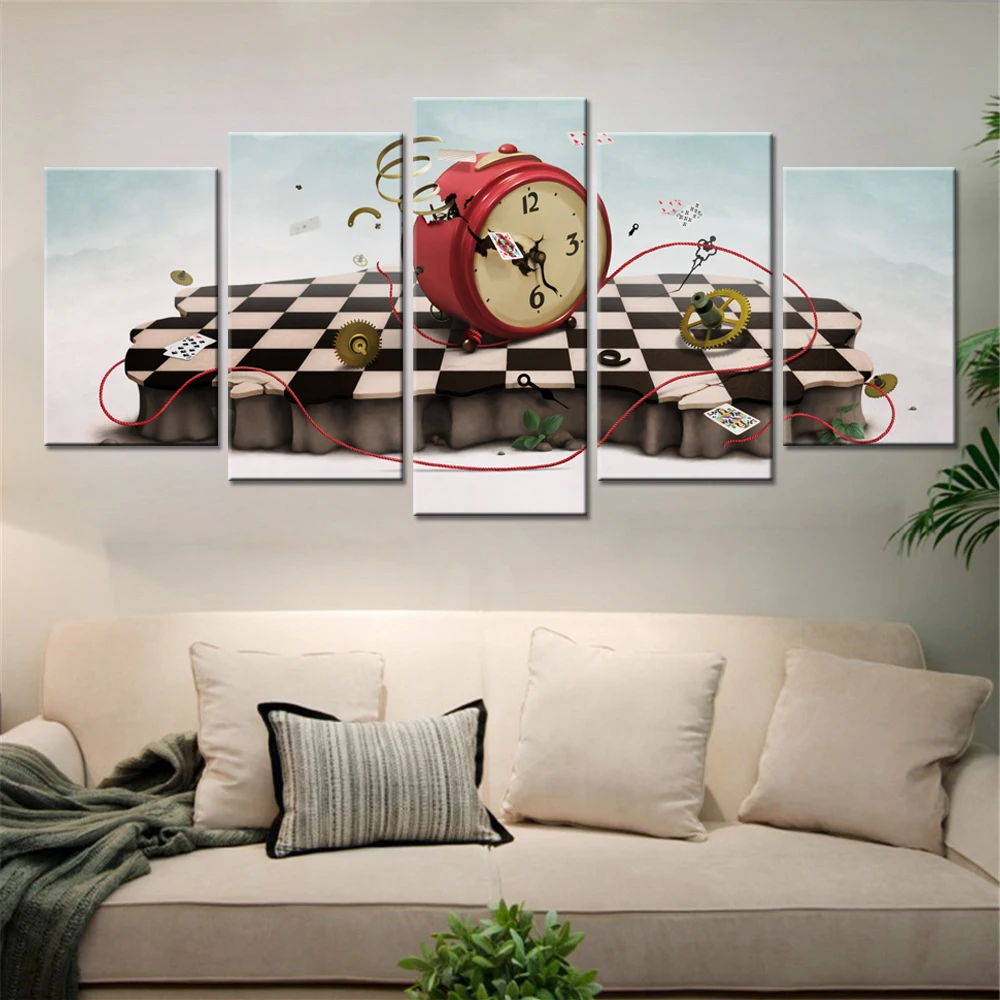 Оригинальные часы черно белая доска для рисования на холсте Современная