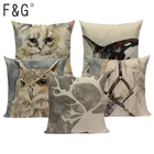 Домашний декор, наволочка для подушки, Красочные животные, кошка, цветок, льняная подушка для дивана, наволочка для подушки на заказ