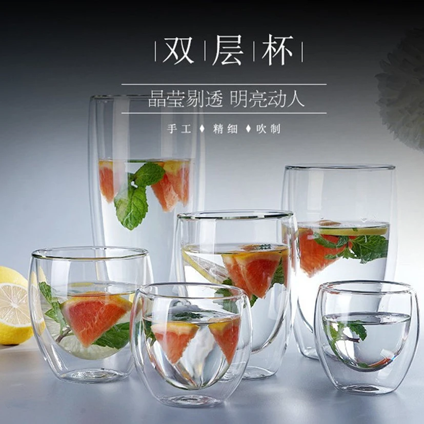 Jinxi 80/250/350/450/650 мл двойное стекло, прозрачный, с изображением бокала вина со следом от ручной работы из термостойкого чайный напиток здоровья чашки для питевых чашек