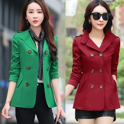 Новинка весенне-осенний тонкий двубортный женский короткий Тренч большой размер