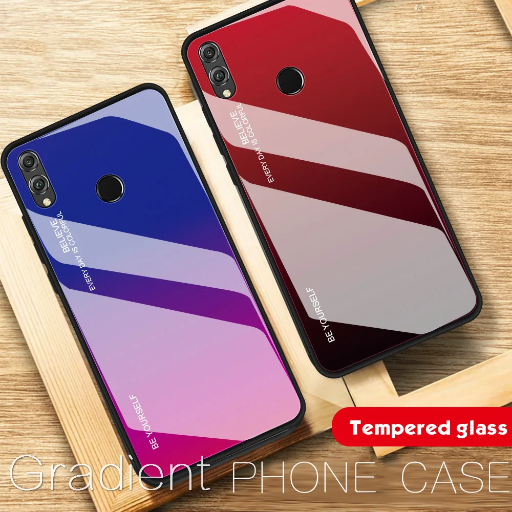 Чехол Huawei стеклянный чехол с плавным изменением цвета для Y9 Y6prime P smart Plus 2019 г. Nova 4E