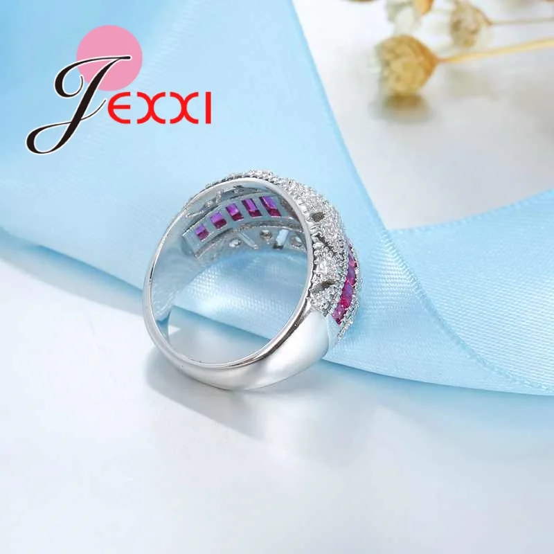 

Crystal Ring Jewelry Micro Pave 925 Sterling Silver Rings for Women Wedding Jewellery Accessories Christmas Gift