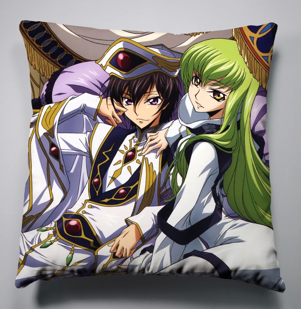 Шелковый Чехол на подушку с Аниме Манга кодом Geass 40x40 см Наволочка декоративный