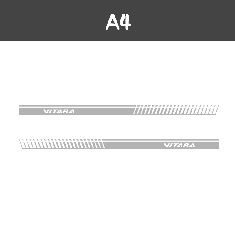 Glossy Silver Grey 2PCS Stylish Car Door Side Sticker Vinyl Auto Body Decals Graphics Racing Side Stripe Sticker For Suzuki Vitara Car accessories - Название цвета: Glossy Silver Grey