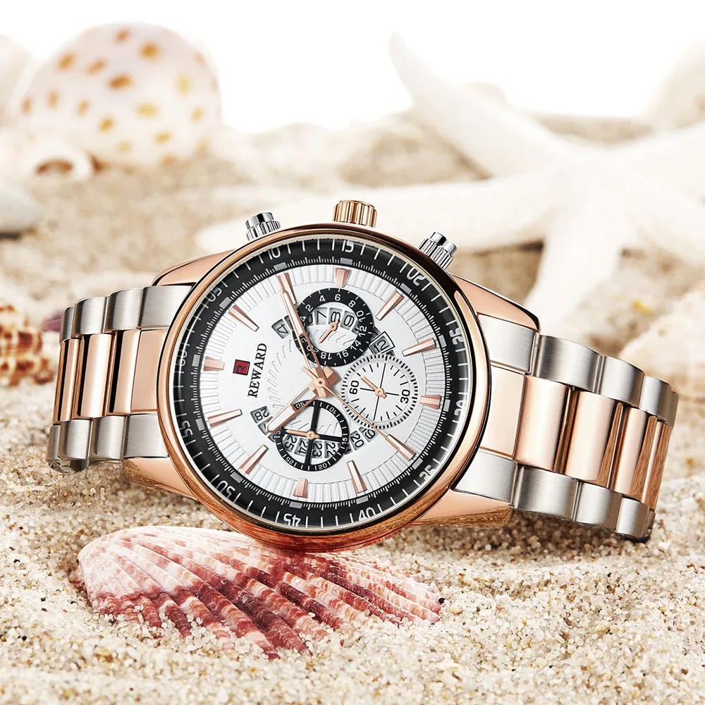 Мужские наручные часы полностью стальные водонепроницаемые аналоговые для