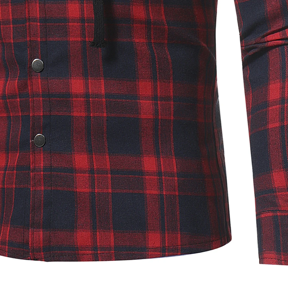 Lumberjack Check Jack рубашка модная клетчатая с капюшоном с двумя карманами с длинным рукавом мужская повседневная приталенная рубашка Топ