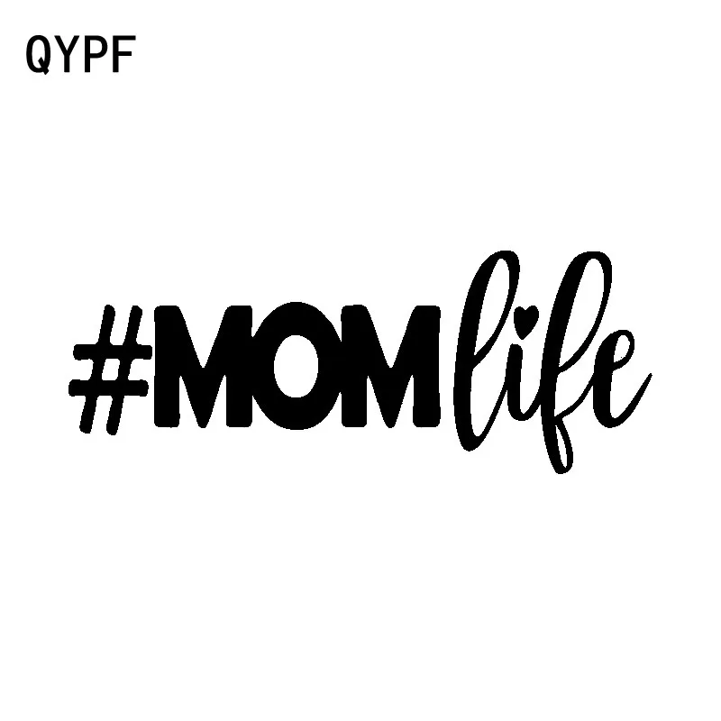 

QYPF 16CM*6CM Fashion Hashtag Mom Life Vinyl Retro-reflective Decal Car Sticker Black Silver C15-2875