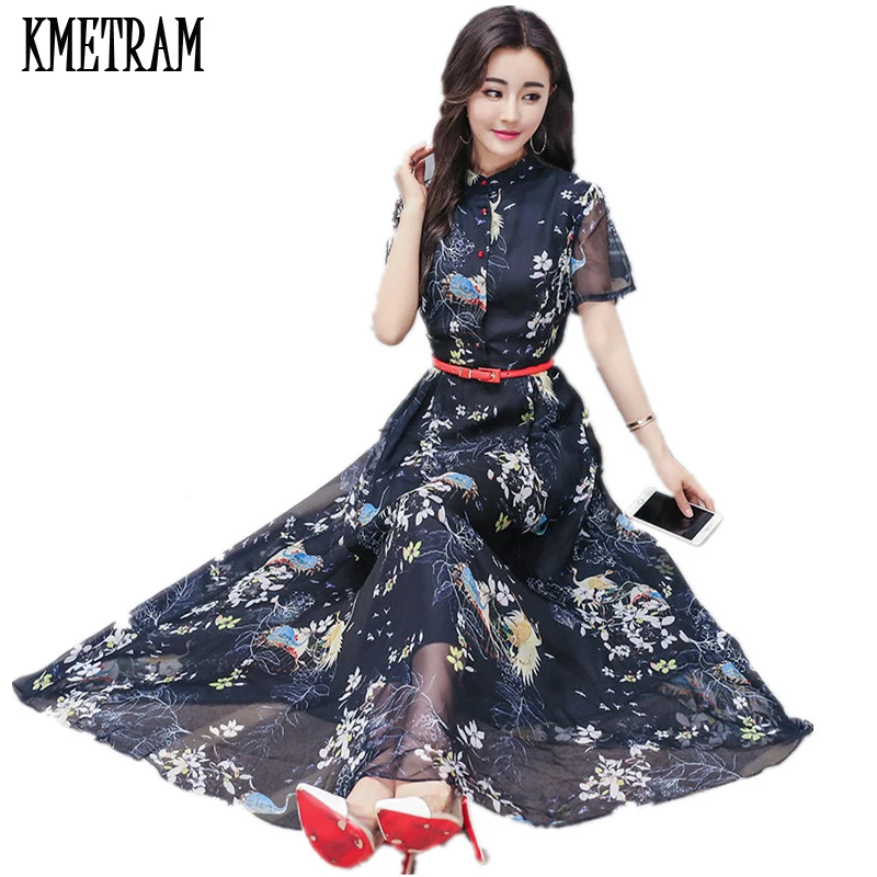 KMETRAM 2020 праздник цветочный богемное шифоновое платье женское летнее макси