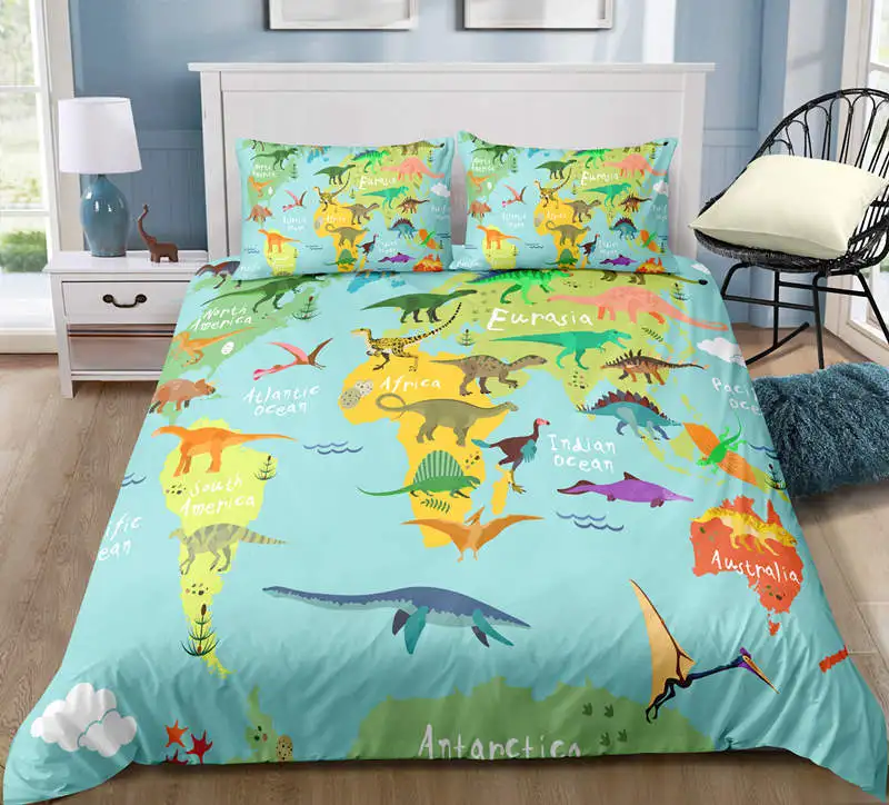 6 3D World Map Geography Pattern Printing Duvet Cover With Pillowcases Twin/ Queen/ King Bedding Set - Цвет: 6