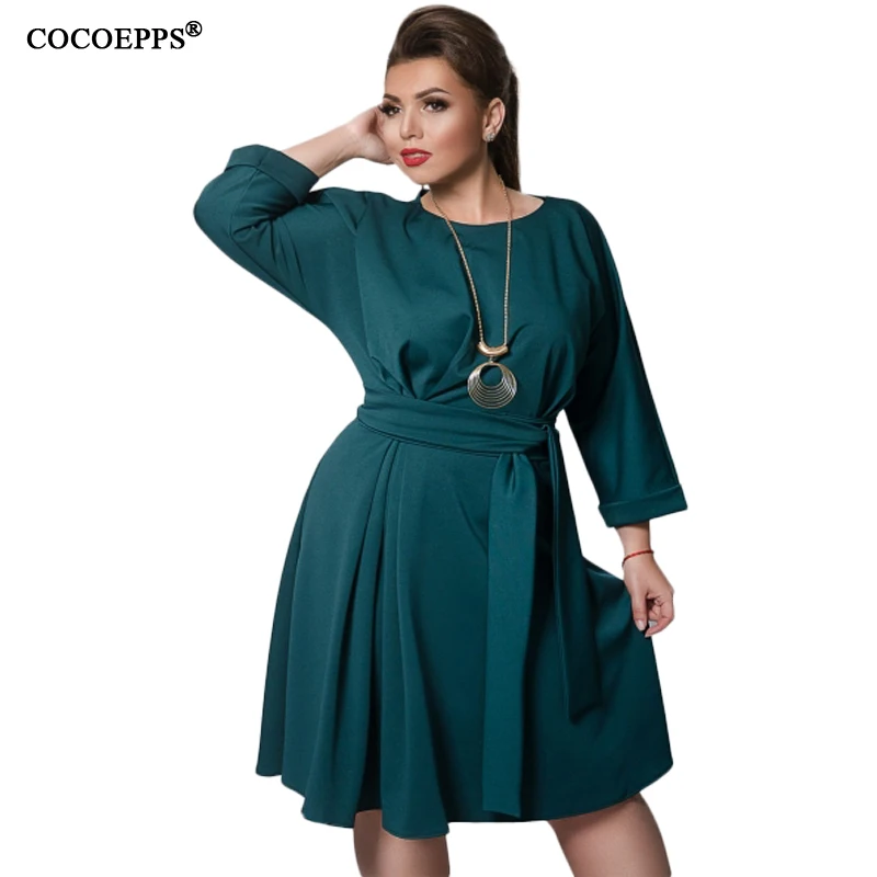 COCOEPPS 2019 осенне-зимние женские платья 5XL 6XL повседневное женское платье с длинным