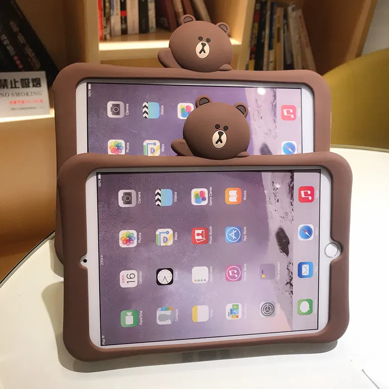 Силиконовый чехол для всего тела чехол для IPad 2/3/4, IPad Mini 1/2/3/4 Носки с рисунком медведя из мультика Стенд кожаный чехол для IPad 9,7 Pro 9,7 воздуха 1 2 принципиально