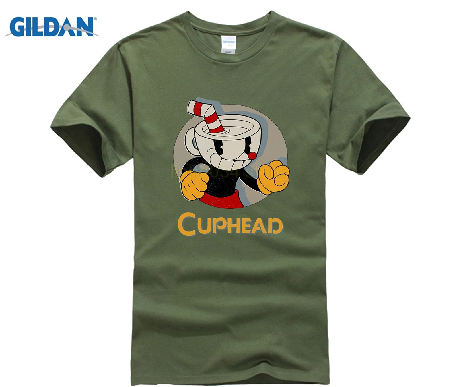 Gildan Cuphead Vintage Circle Boys Graphic T Shirt | Мужская одежда