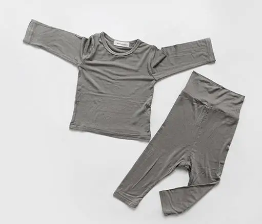 Dark khaki Детские пижамы, комплекты одежды Хлопковое ночное белье для мальчиков рождественские пижамы, костюм детские топы с длинными рукавами для девочек+ штаны, комплект одежды из 2 предметов - Цвет: Dark khaki