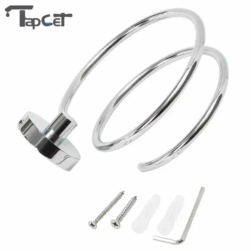 TAPCET Chrome Finish Wall Mounted Hair Dryer Stand Hotel Bathroom Barbershop Shelves Shelf Storage Hairdryer Rack Holder Hanger |