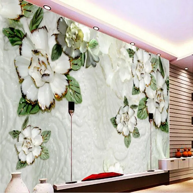 

beibehang Groot kleuren carving aangepaste behang slaapkamer woonkamer TV achtergrond magnolia muurschilderingen glas