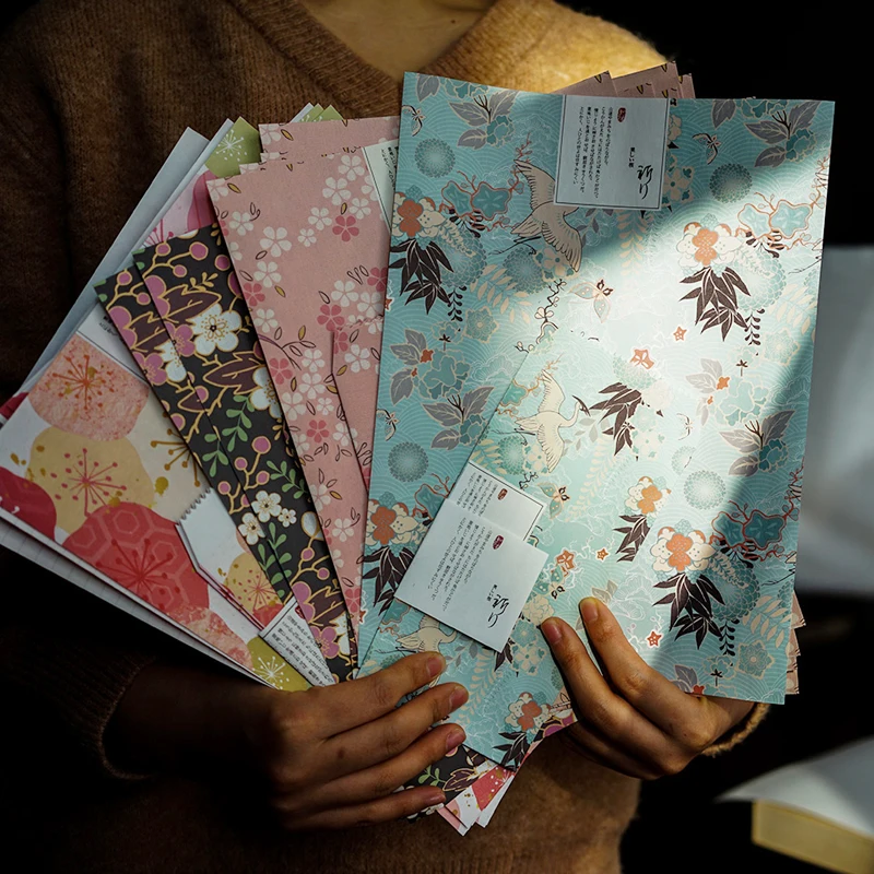 Набор конвертов в винтажном японском стиле 24 шт. с буквенным принтом 12