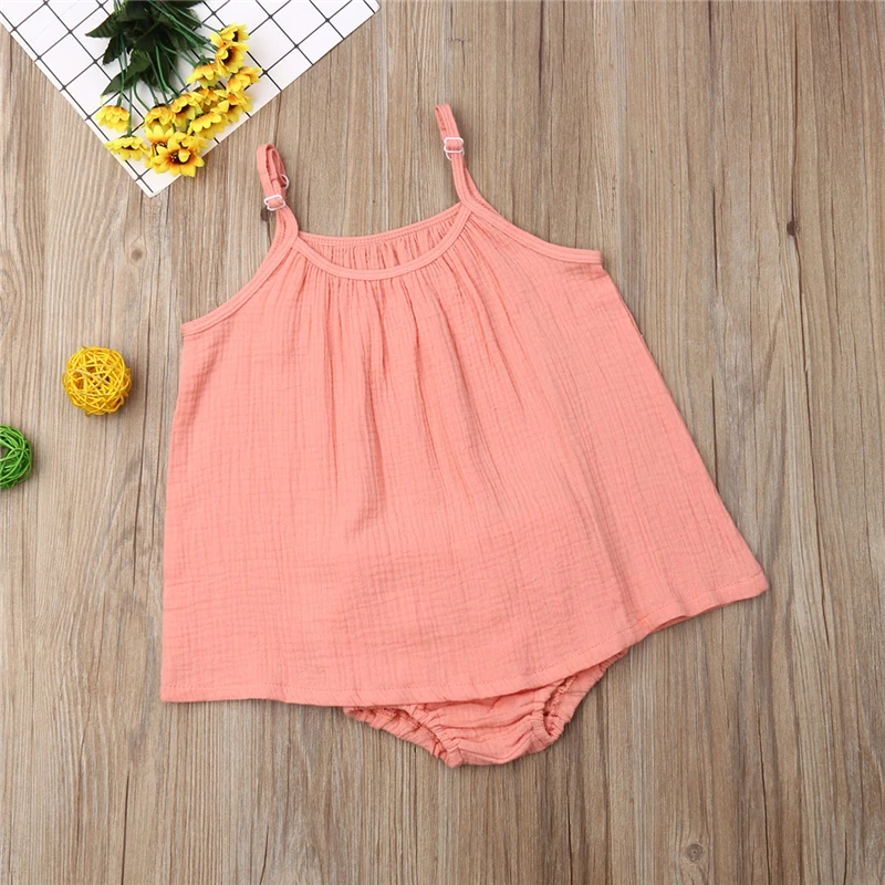 Одежда для маленьких девочек комплект из 2 предметов однотонный топ на бретелях