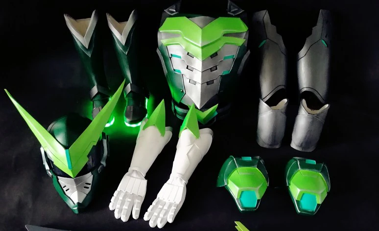 Настроить Overwatch Genji Skin Sentai Броня Косплей|Аксессуары для костюмов| |