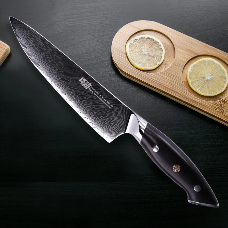 FINDKING профессиональный нож шеф повара Gyuto 67 слоев дамасской стали с деревянной