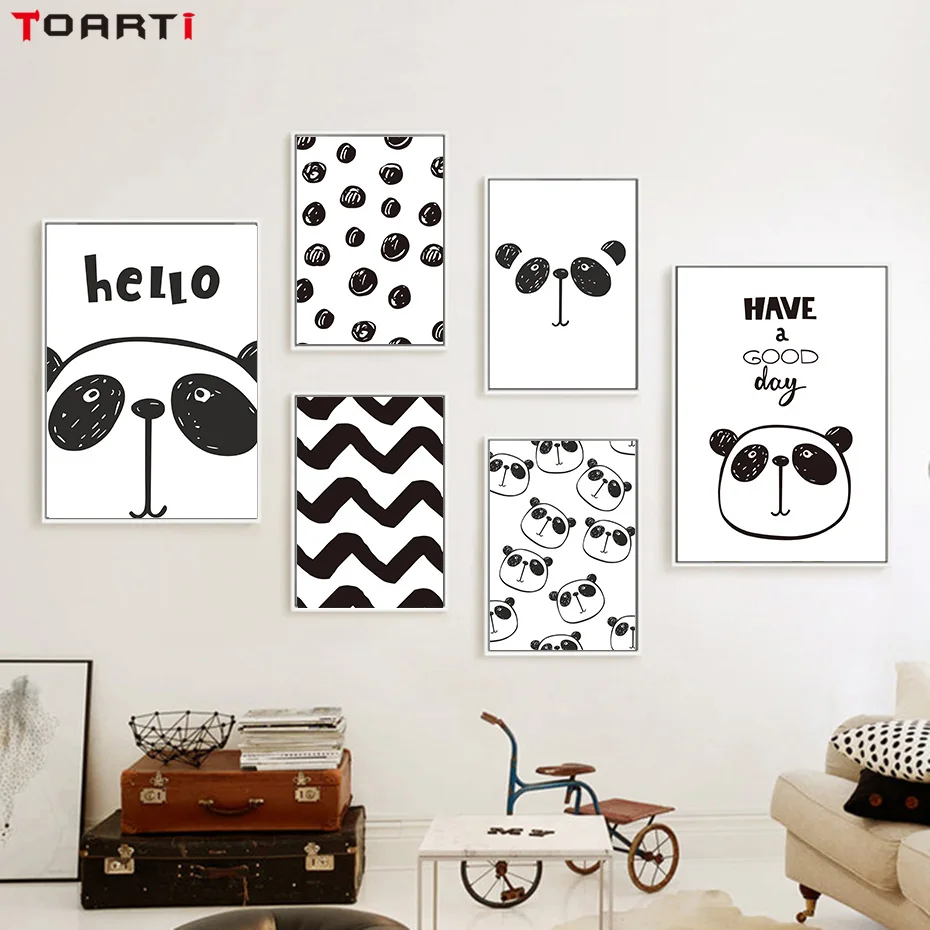 Милый мультфильм панда шаблон печати и плакат холст картины на стене в искусстве