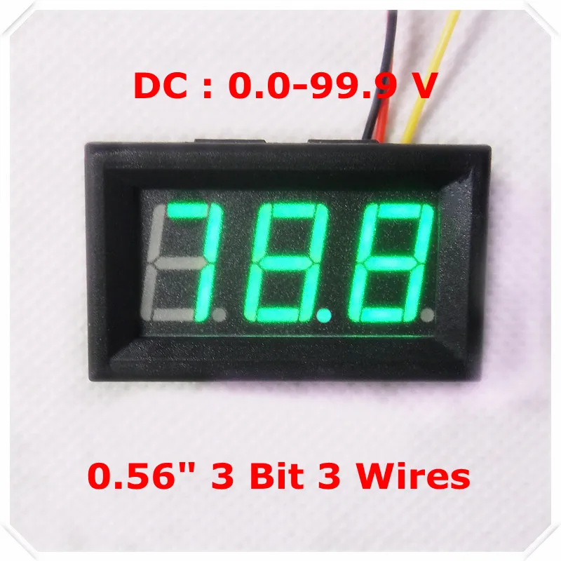 RD LED Цвет дисплея 0.56 &quotЦифровой вольтметр DC: 0 100 В три провода 3 Бит Напряжение