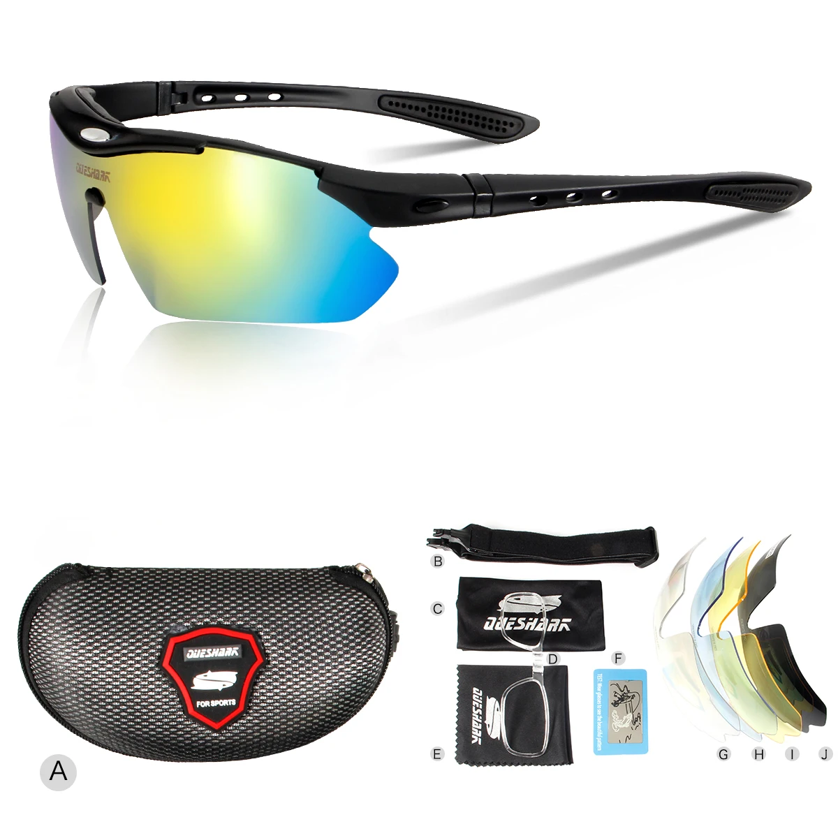 Matte Black QUESHARK Classic Style Photochromic Cycling Glasses MTB Goggles Cycling Eyewear Bicycle Sunglasses Polarized Cycling Glasses - Цвет: Matte Black