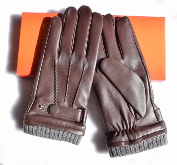 Мужские кожаные перчатки с вязаными манжетами мужские|mens leather gloves|leather gloves menleather |