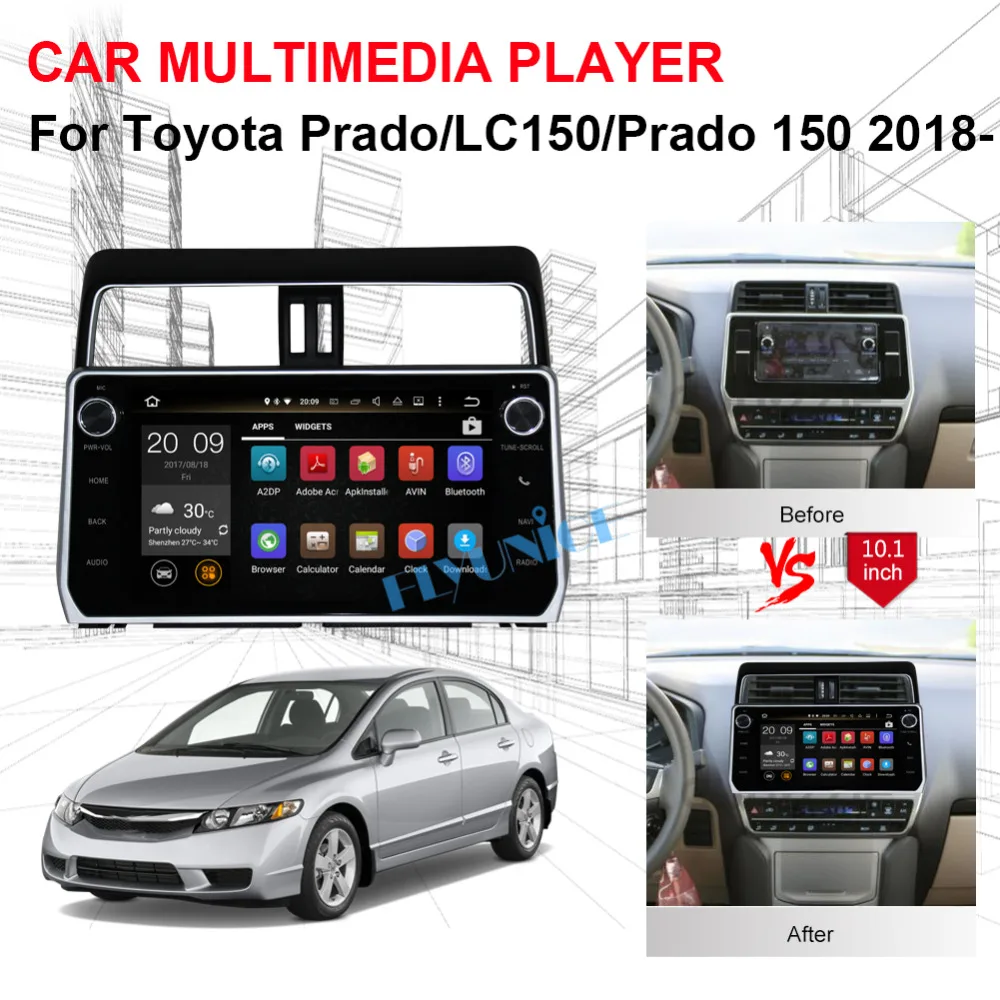 Автомобильный стерео-радиоприемник 10 1 дюймов IPS экран 4 Гб RAM Android с Bluetooth для Toyota