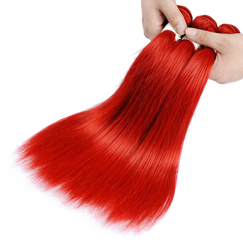 Pinshair, красные прямые волосы, пряди, бразильские волосы, волнистые пряди, 99j, бордовый цвет, человеческие волосы, 4 пряди, не Реми, волосы для наращивания