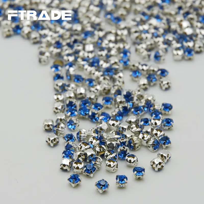 Light Blue Высокое качество 17 цветов Стекло коготь стразы SS12 3 мм пришивные камни стразы кристалл для DIY одежды платье украшения - Цвет: Light Blue