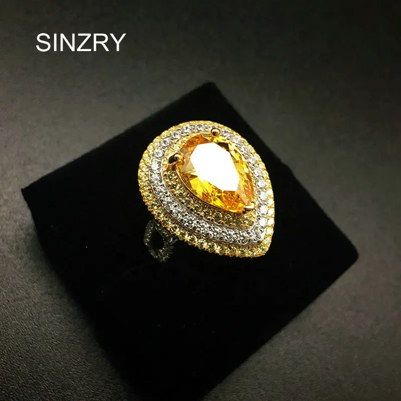 Женское кольцо с фианитом SINZRY вечернее Ювелирное Украшение в форме капли воды