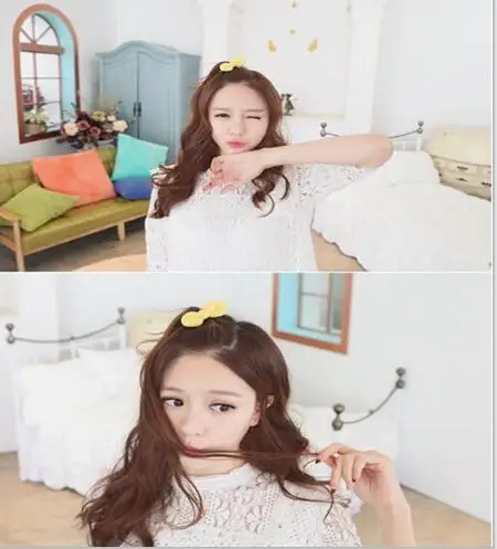 f 117 Korean version of the new cute fluorescent color hit hair rope Chiffon soft rabbit ears bow ring factory direct | Украшения и
