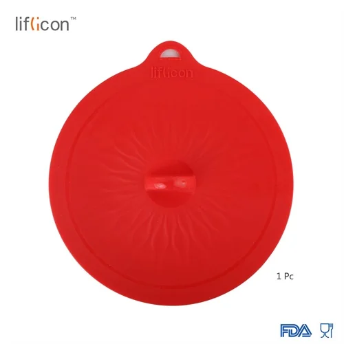 Liflicon 8,46 ''(215 мм) Премиум силиконовые вакуумные крышки на стеклянные банки контейнеры пищевые свежие хранения всасывания Крышка для кастрюль крышки чашки - Цвет: 215mm-Red