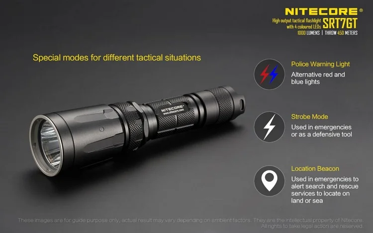 Лучшие продажи NITECORE SRT7GT 1000 люмен 4 цвета светильник вспышки светильник умный кольцо селектор Водонепроницаемый поиск Torchin Рыбалка 18650 Батарея