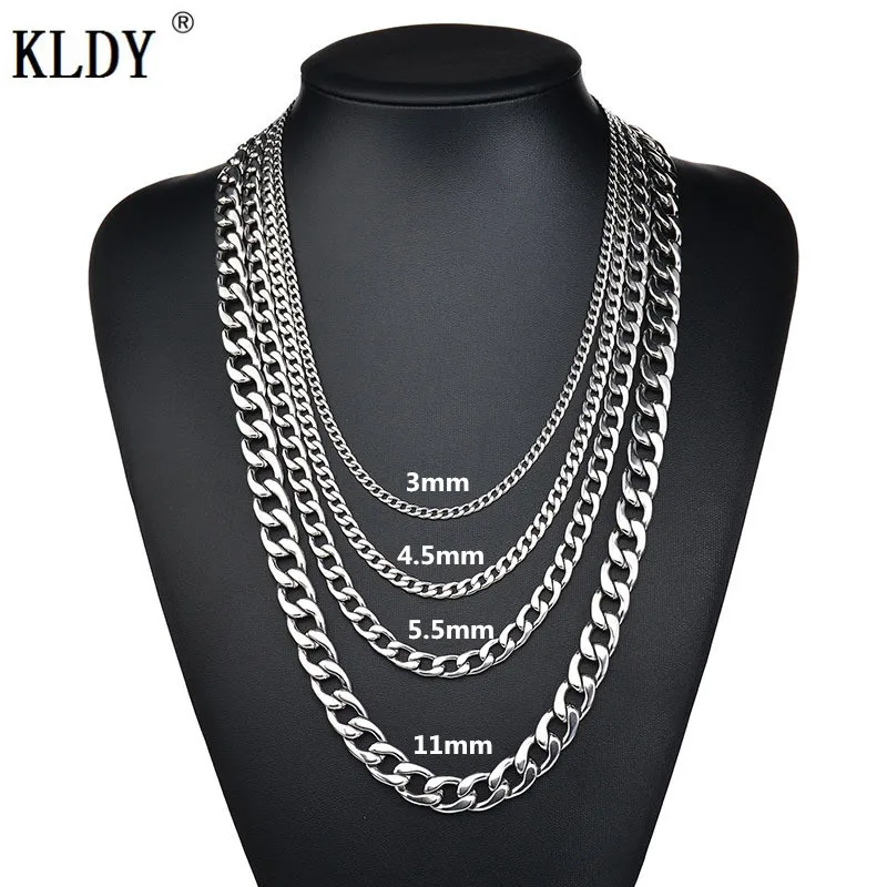 KLDY нержавеющая сталь Мужская цепочка ожерелье мужская Серебряная кубинская хип