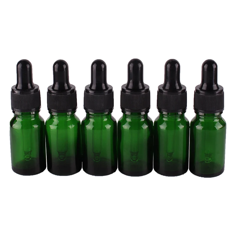 

6pcs 10ml Green Glass Dropper Bottles with Pipette Empty Perfumes Bottles Liquid Jars vials