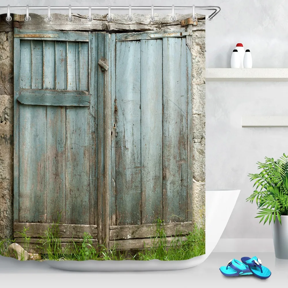 Занавеска для душа в стиле ретро деревенском водонепроницаемая шторка с защитой