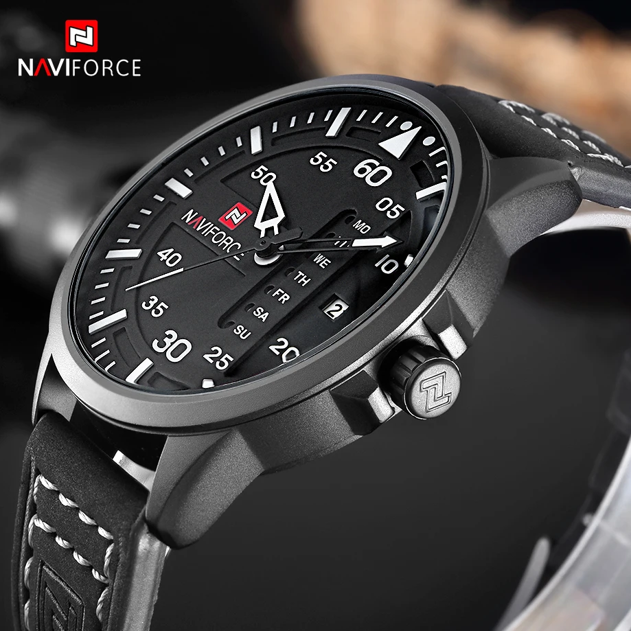 Часы наручные NAVIFORCE Мужские кварцевые модные повседневные брендовые Роскошные