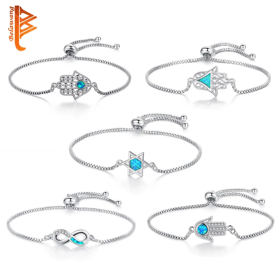 Куртка с модным геометрическим Регулируемая цепь браслет голубой опал циркон