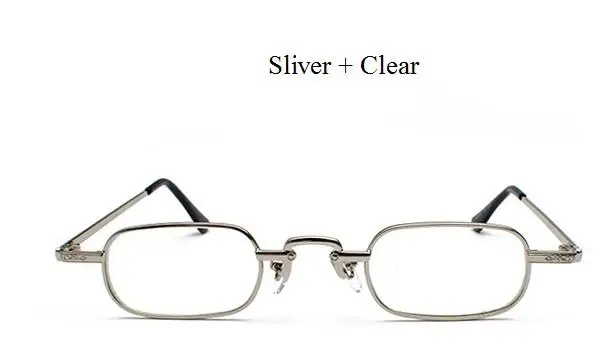 Sliver Clear Винтажные очки в стиле панк, прозрачные Квадратные Солнцезащитные очки для женщин, ретро солнцезащитные очки для мужчин, новинка, красные, розовые, желтые брендовые маленькие металлические оправы - Цвет линз: Sliver Clear