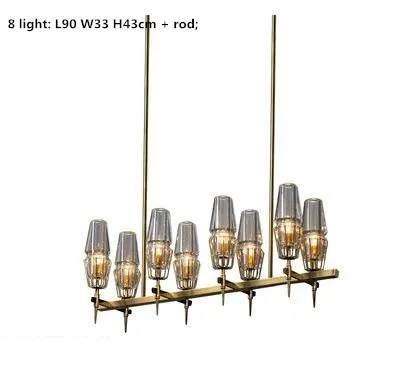8 light straight Американский RH Ретро светодиодный настенный светильник Лофт настенный светильник Lustres Luminarias осветительные приборы для спальни стеклянный медный настенный светильник - Цвет абажура: 8 light straight