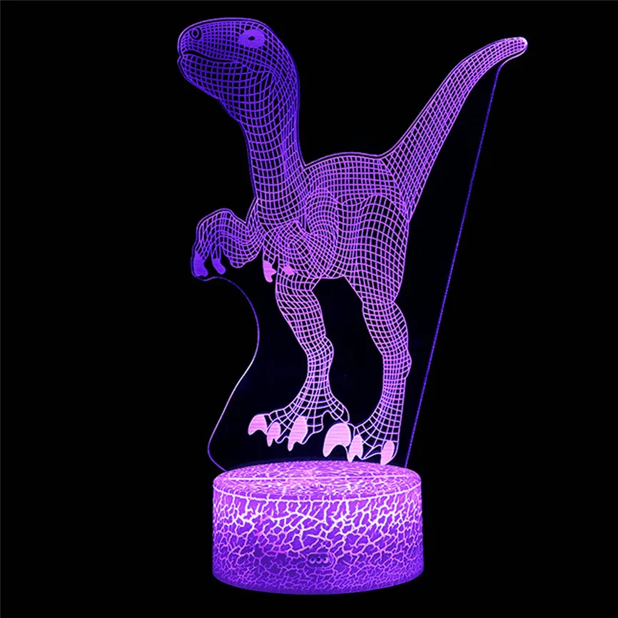 Динозавсветодиодный р LED 3D подсветкой лампы USB оптический стол ночник с 7 цветов Изменение Дистанционное управление визуализации Illusi D#3