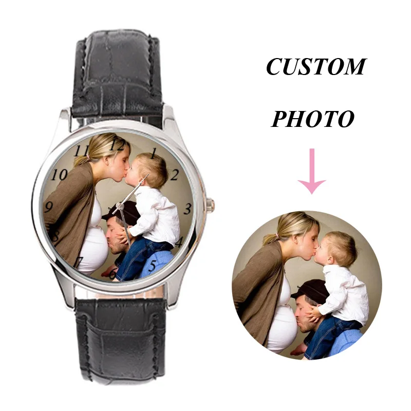 Новый клиент фото на заказ кожаные часы печать DIY наручные влюбленных