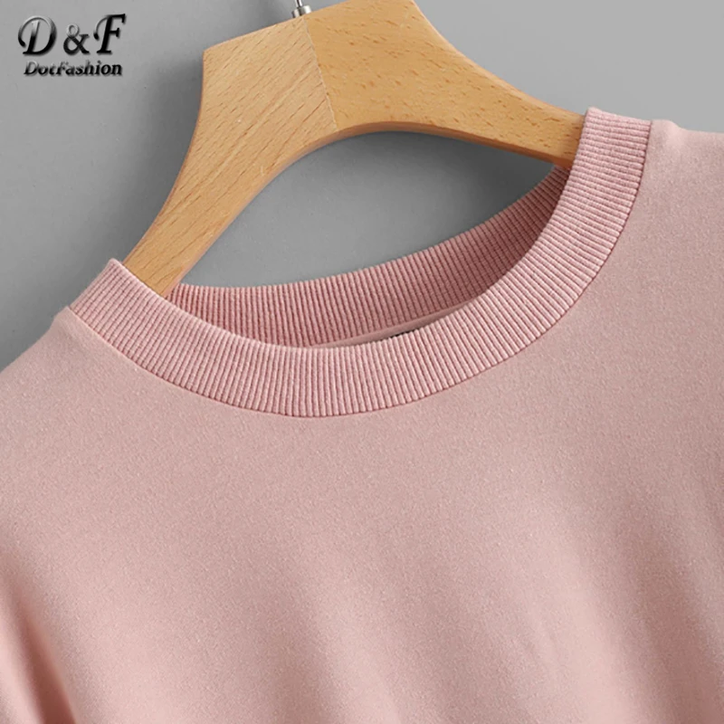 Dotfashion разноцветное контрастное платье из искусственного меха с длинным рукавом Толстовка Для женщин Повседневное осень с длинным рукавом женские пуловеры в консервативном стиле; свитер